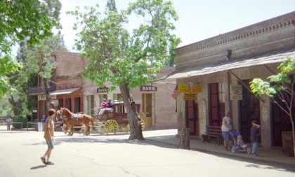 Street scene with horse and buggy.