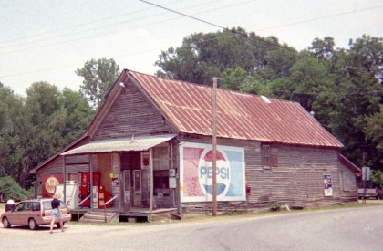 Old store building with car in front