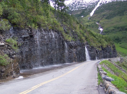 Weeping wall - water coming out rock wall