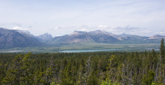 Looking across the valley at Waterton Lakes NP