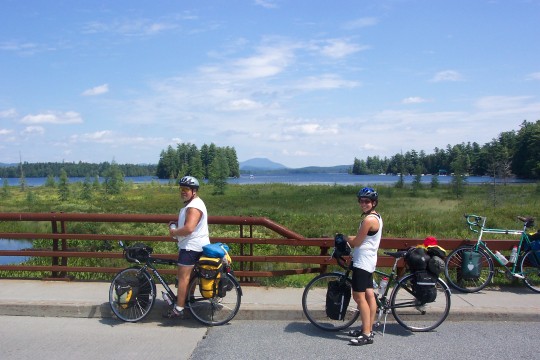 Don and Maddy at bridge into Raquette Lake
