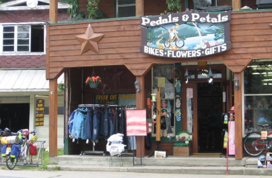 The Pedals and Petals bike/flower shop
