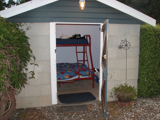 Looking through the door of the cabin