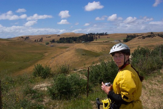 Sue looking at the dry hills