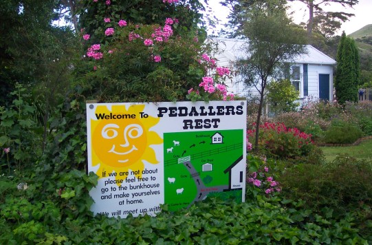 Sign at the entrance to the hostel