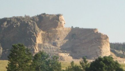 Crazy Horse memorial sculpture in mountainside