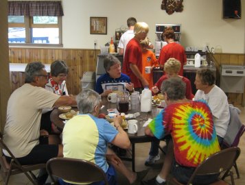 People eating at table