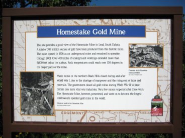 Signboard explaining Homestake Gold Mine