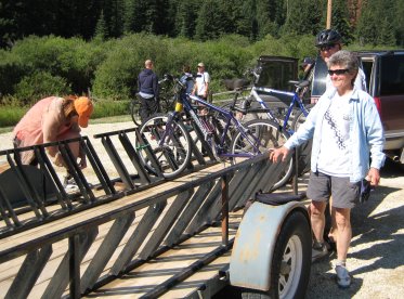 Trailer with all but a couple bikes unloaded