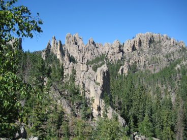 Ridge with upjutting rocks across a small valley