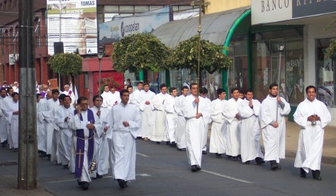 Religious procession throuth streets of Los Angeles