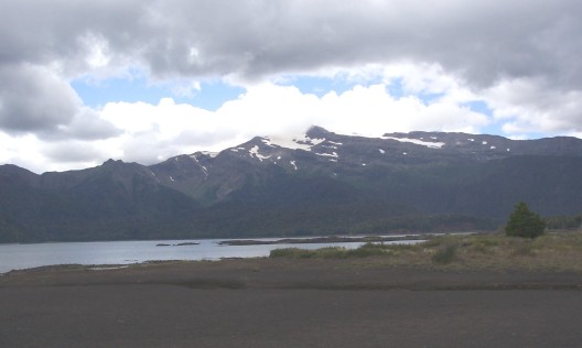 Beach with mountain in background