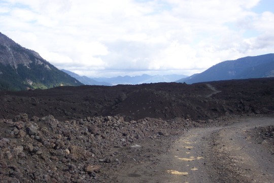 Road through lava field