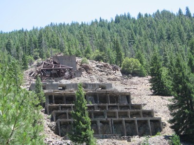 Old foundations on the side of a hill