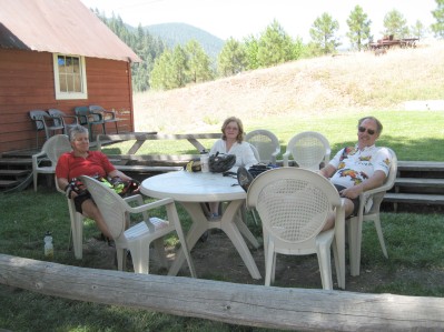Cyclists sitting at a table