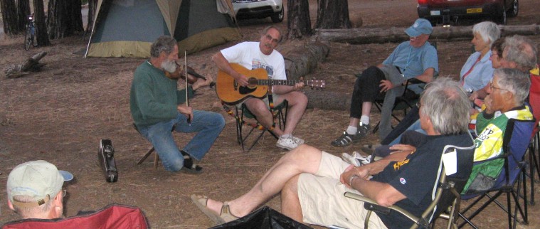 Dave and Bob playing as the audience looks on