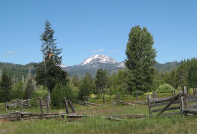 Mount Lassen with old fences in the foreground
