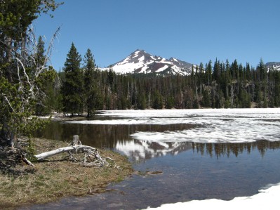 Reflection of mountain in pool