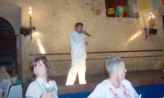 Announcer introducing the dancers