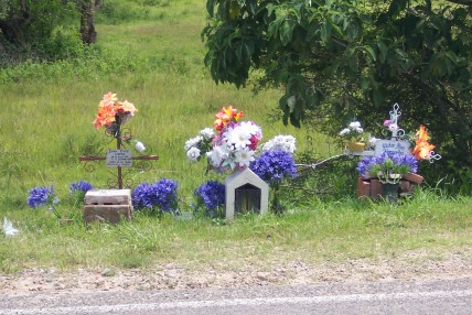 Roadside shrines with flowers