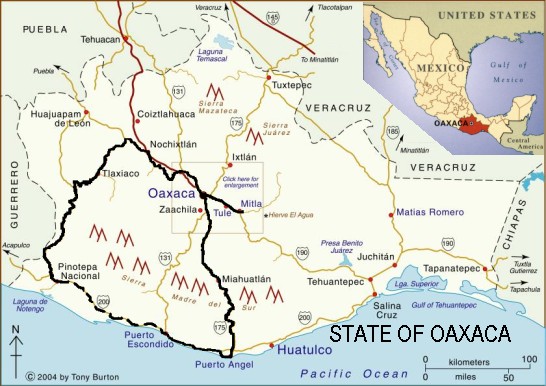 Map of Oaxaca state