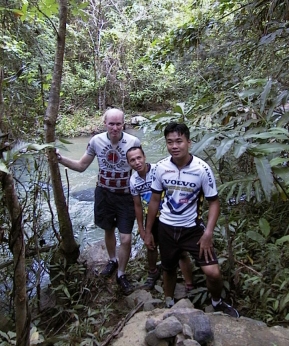 Hiking down to the spring.  Two local cyclists with me in the rear.