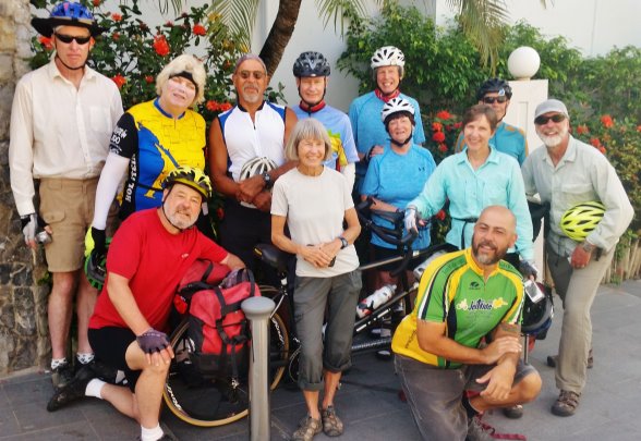 The group in front of the hotel