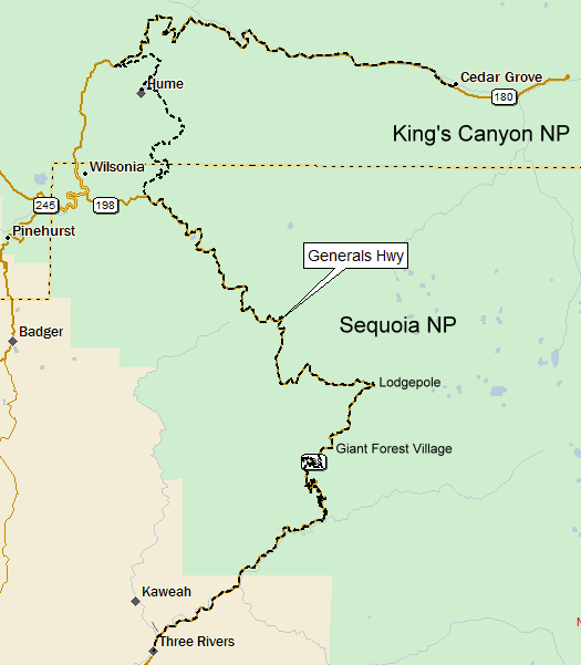 Cedar Grove to Three Rivers