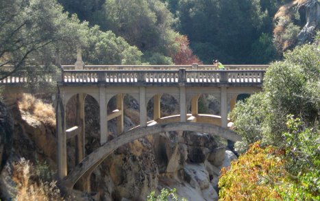 Dave crossing bridge over gorge